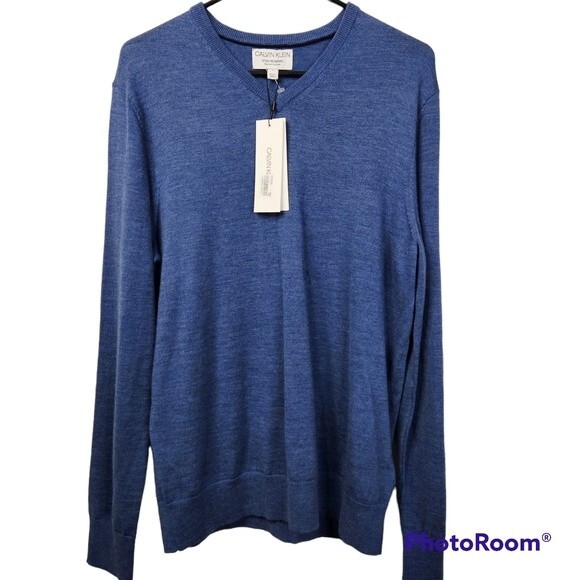 NEW Calvin Klein Men's Thin V-Neck Extra Fine Merino Wool Sweater Size M - Picture 1 of 11
